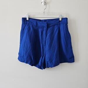 H&M Royal Blue Linen Blend Shorts Size 12